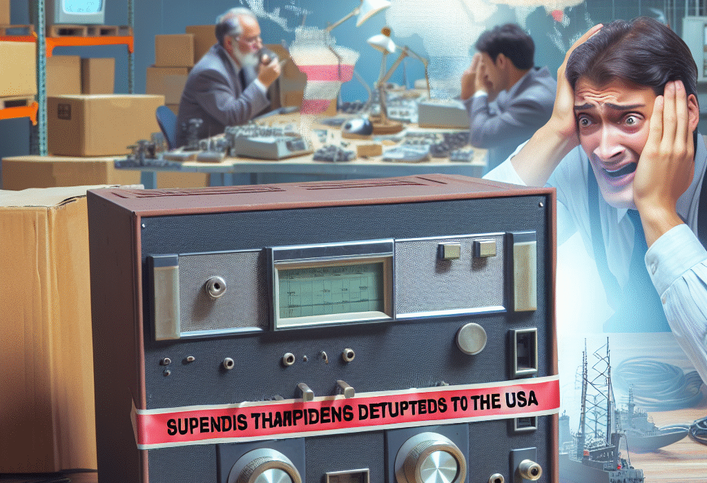 Imagen conceptual sobre Fabricante de hardware retro suspende envíos a EE.UU. por tarifas generada por inteligencia artificial