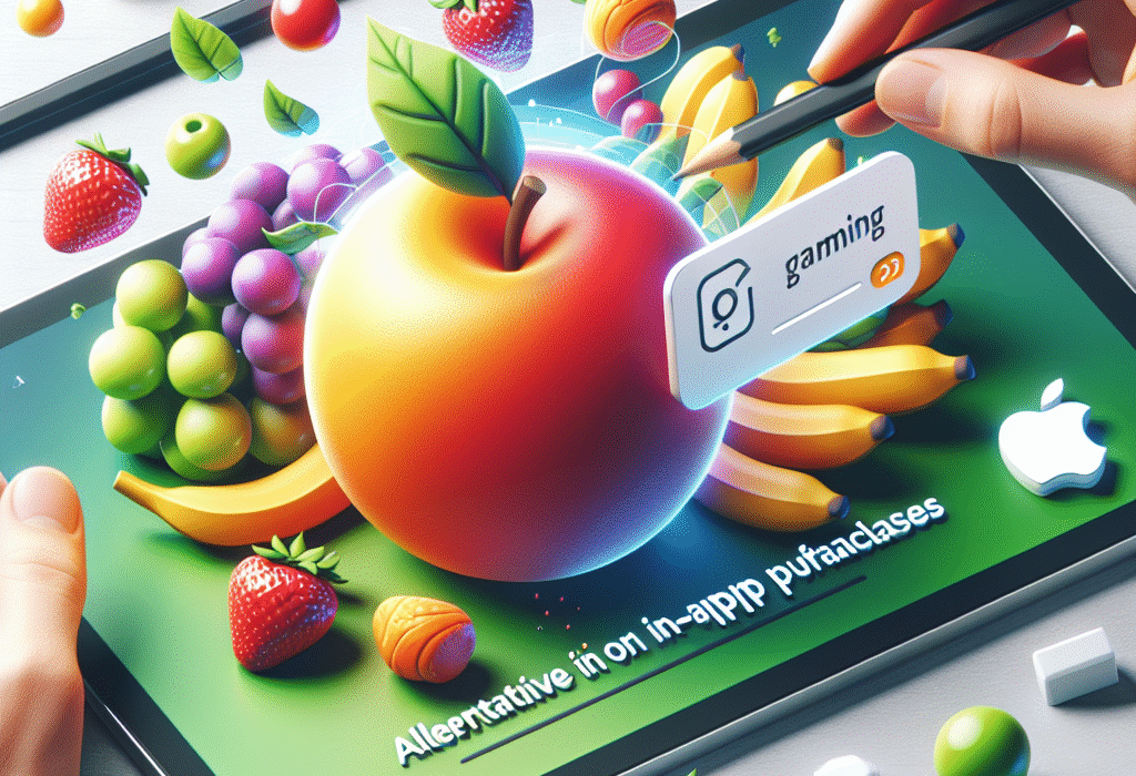 Imagen conceptual sobre Epic Games ofrece una alternativa a las compras dentro de la aplicación de Apple generada por inteligencia artificial